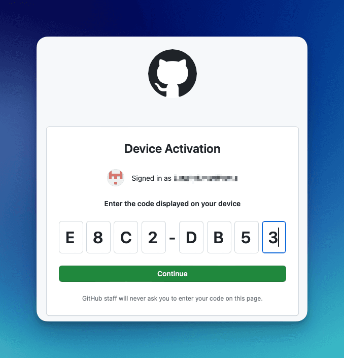 Github Device Activation